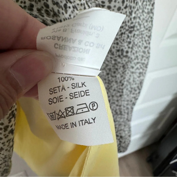 Rosanna&Co Made in Italy Silk Sleeveless Animal Print Midi Dress Black Yellow L - Picture 6 of 9